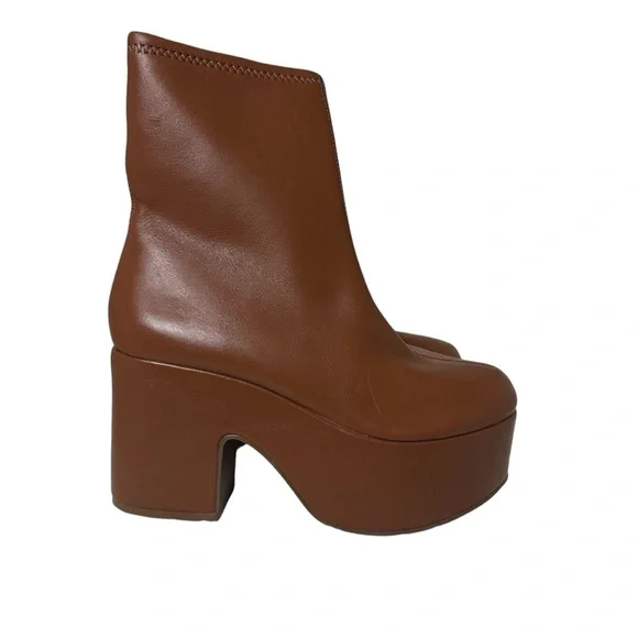 Larroude Miso Platform Boot Camel Stretch Leather Size 7 - Picture 2 of 7
